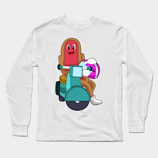 Hotdog as Biker with Scooter Long Sleeve T-Shirt